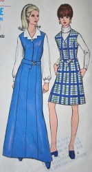 7427 VOGUE 1968 STEP IN KNEE- FLOOR V JUMPER PATTERN 12 34 OR 14 36"B